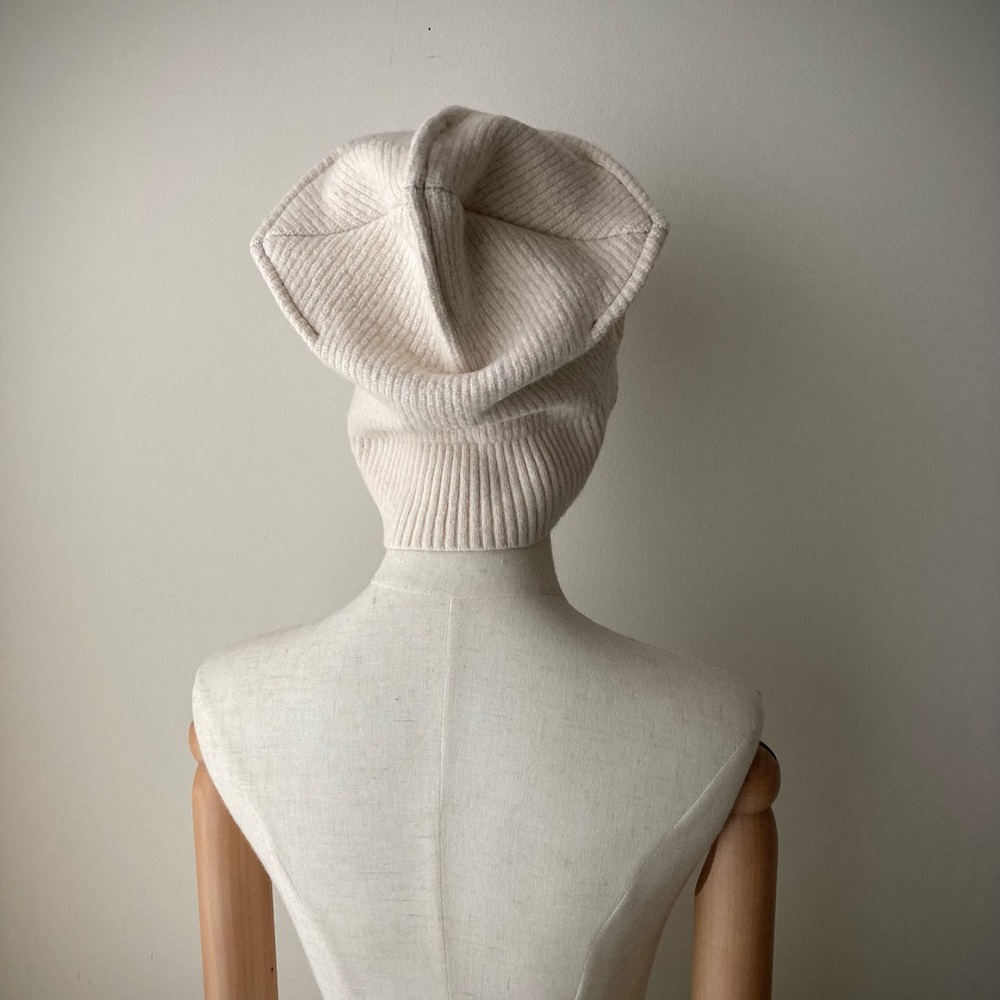 joodito origami crown wool cotton sweater hat ribbed beanie bucket cloche cream - Picture 4 of 11